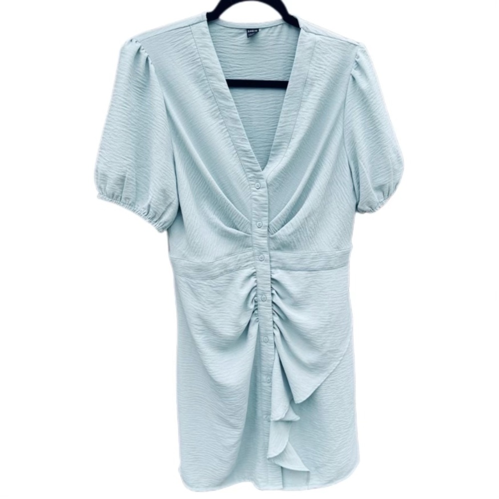 Elegant Mint Green Ruched Dress